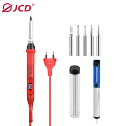 JCD 80W Digital Electric Soldering Iron Kit 110V/220V Temperature Adjustable Welding Tools Ceramic Heater Soldering Tips Rework