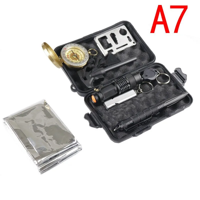 

Multi functional outdoor first aid kit, A7 upgraded outdoor survival treasure box survival tool set, SOS emergency supplies