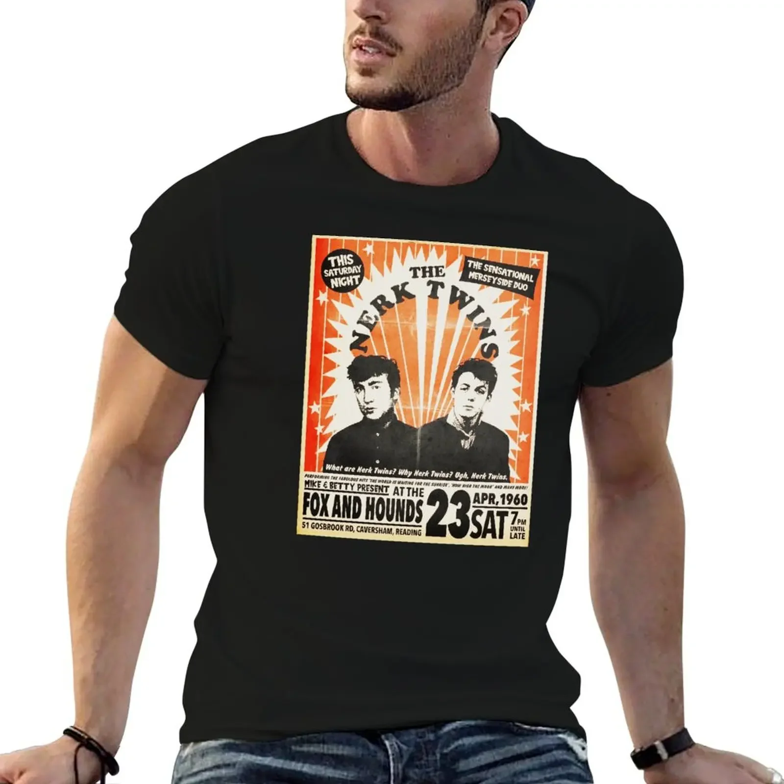 

The Nerk Twins - legendary gig poster 1960. T-Shirt designer shirts Blouse shirts men graphic