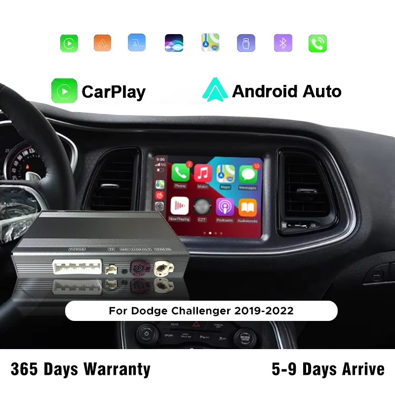 Caja inteligente inalámbrica Carplay Android Auto para Dodge Challenger 2014-2018, reproductor de DVD de Radio Multimedia de navegación GPS Mirror Link