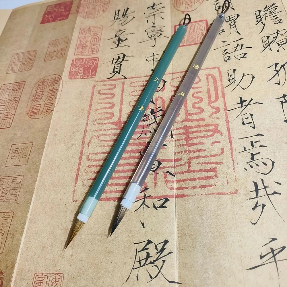 2 Pcs Acrylic Calligraphy Brushes Set Weasel Rabbit Hair Writing Brush Pen Boxed Thin Line Sharp Regular Script Xiaokai Holder