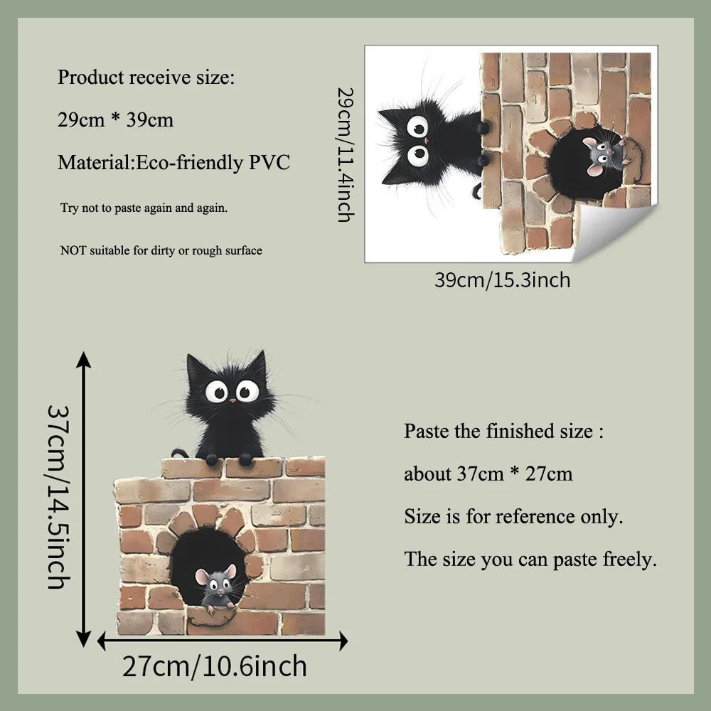 Cartoon Cat Mouse Wall Sticker Kids Room Background Decor Beautify Mural Bedroom Study Door Home Decoration Self-adhesive Decals