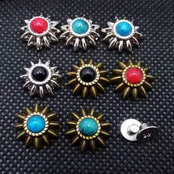 5Pcs 13mm Conshos Button DIY Leather Crafts Turquoise Floral Leathercraft Button Horse Saddles Decoration Accessories Rivets