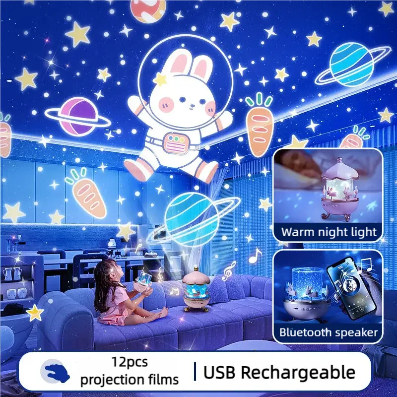 Moon Light Bunny Dream Projector Night Light Lamp  360 Degree Rotation 21 Projection Patterns Nighlight For Kids Adult's Gift