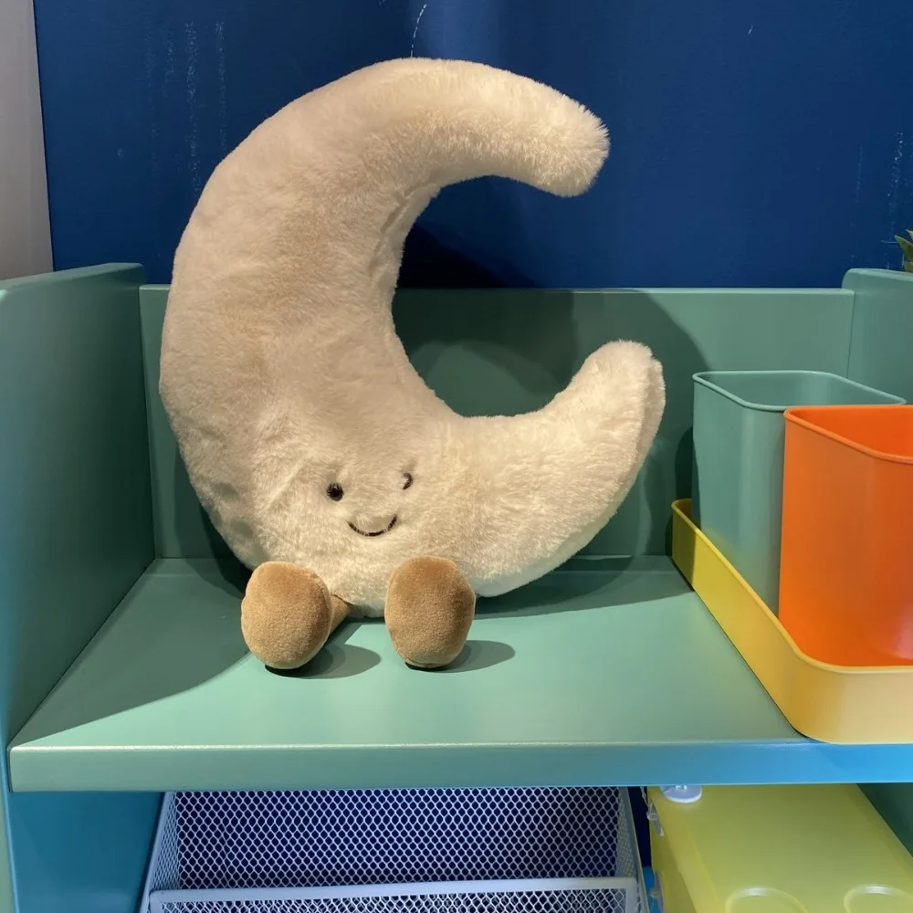 Neue 35/48CM Plüsch Spielzeug Weiß Mond Gelb Sonne Nette Stofftiere Cartoon Lächeln Gesicht Sofa Werfen kissen für Kinder Schlafzimmer