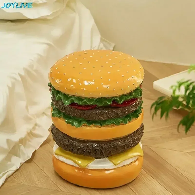 Hamburg Seat Resin Hamburger Corn Chair Shoe Changing Stool Living Room Decoration New Arrival 2024