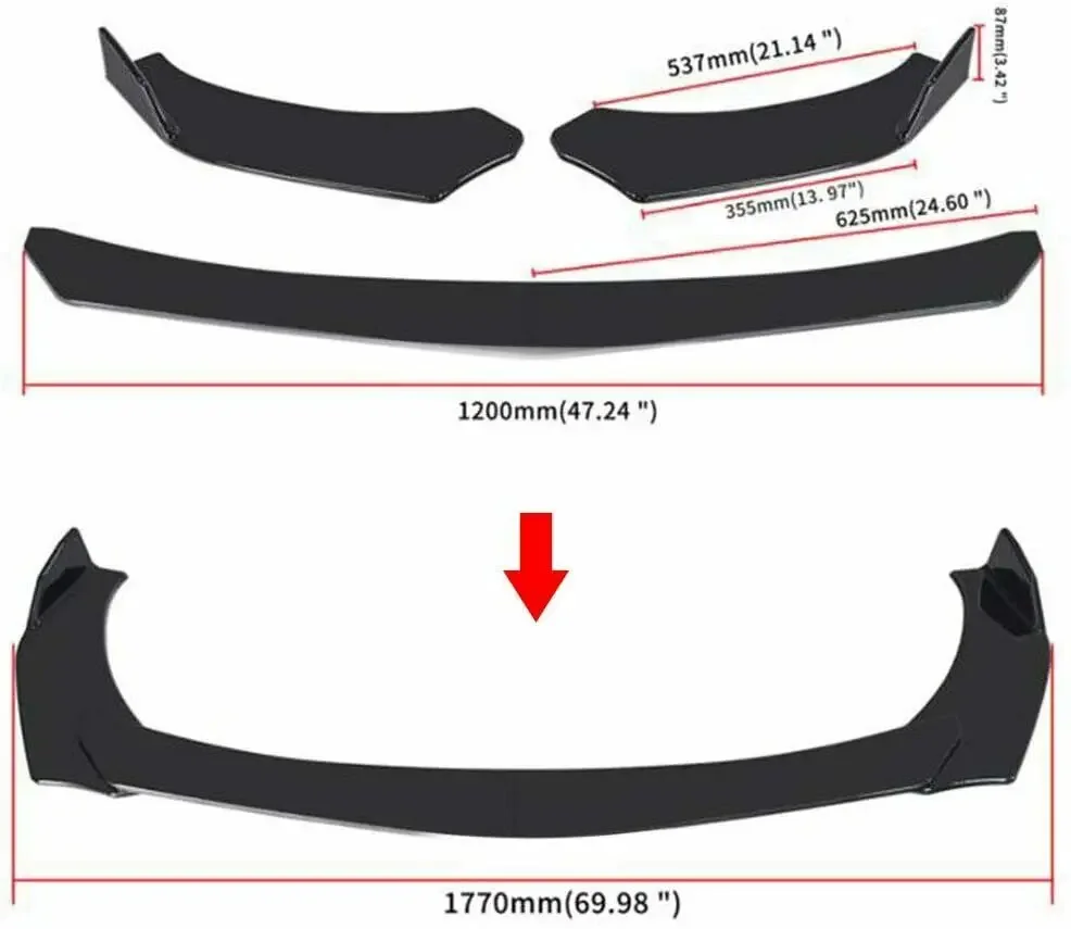 For Mitsubishi Galant 2000-2012 Universal Front Bumper Lip Spoiler Side Splitter Body Kit Guard Deflector Car Accessories 177cm