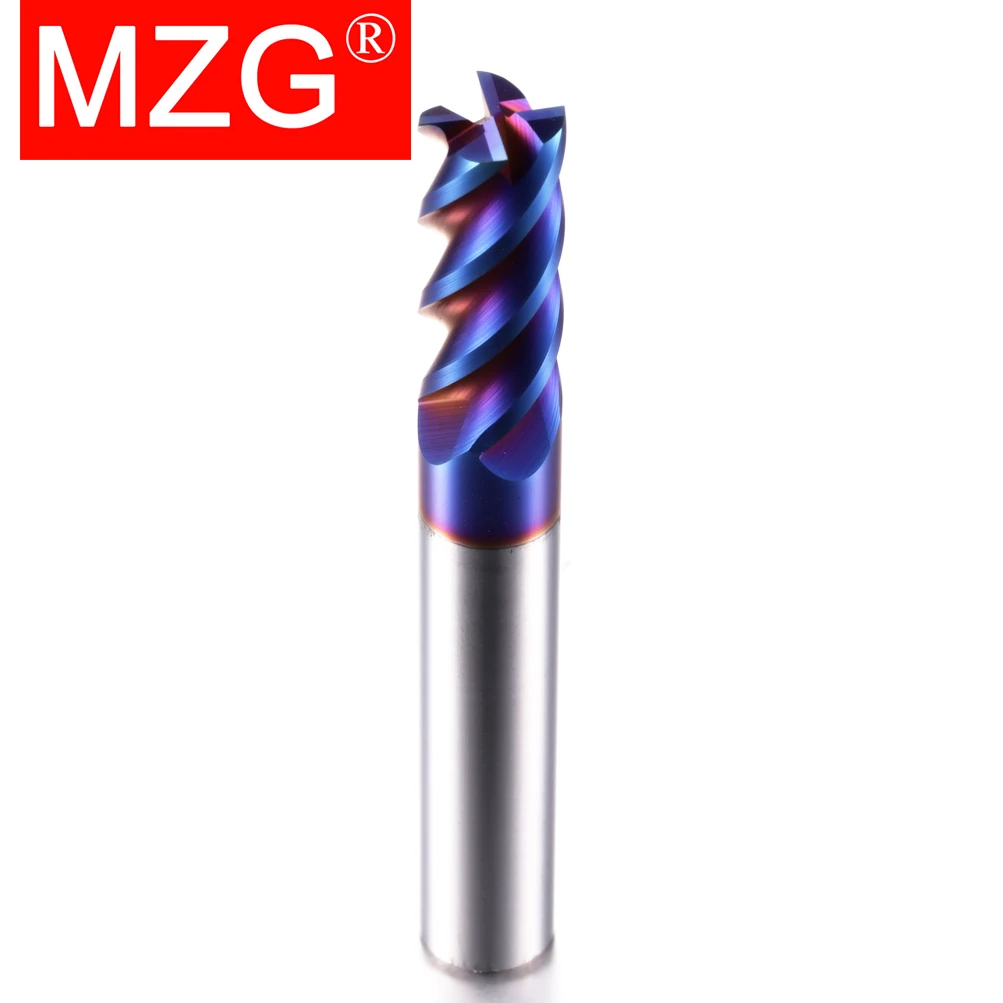 MZG HRC65 4 Flute Nano Blue Coating 1 - 20 mm Flat Milling Cutter Tungsten Steel Hard Metal Cutter Carbide Center End Mill Tools