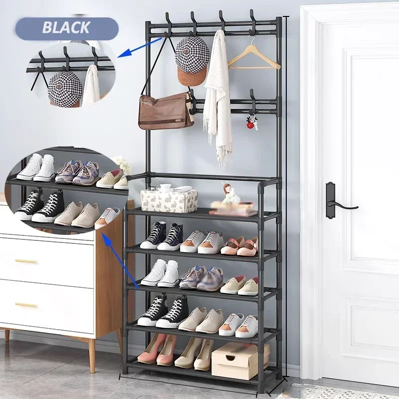 Floor Standing Storage Rack Clothes Shoe Hat Hangers Rack Multi-layer Doorway Simple Dormitory Living Room Household Products