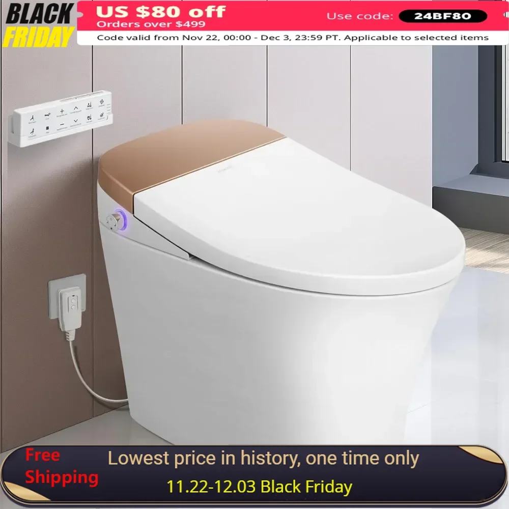 Bidet Toilet, Foot Sensor Flush, Heated Seat, Multi Function, Remote Control, Automatic Flushing, Smart Toilet