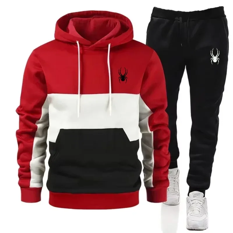 Podzim nový pánské móda volný čas sportovní sada outdoorové fitness jogging mikina sada sportovní luxusní hoodie+pants sada