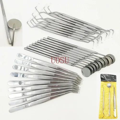 Imagen 2 del producto Kit de espejo Dental para laboratorio de odontología, herramienta de selección de dentistas, escalador de dientes, materiales dentales, 3 piezas por juego, 9 juegos