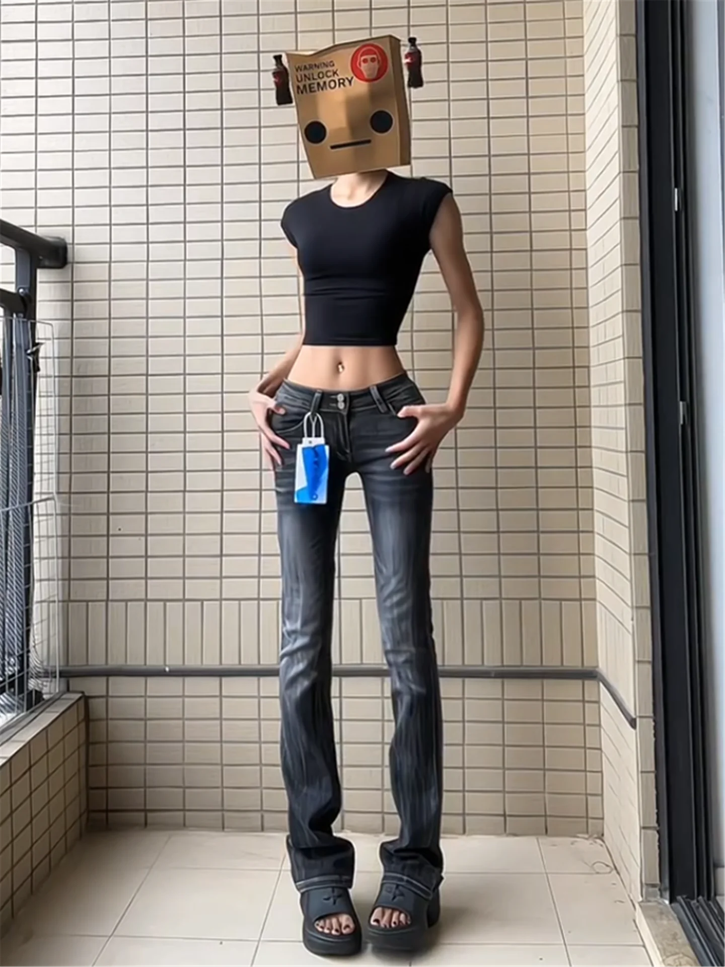 

Retro Heavyweight Low Waist Bell Bottom Jeans Women's Slimming High Waist Denim Pants Casual Cotton Soft Fabric Spring Wear