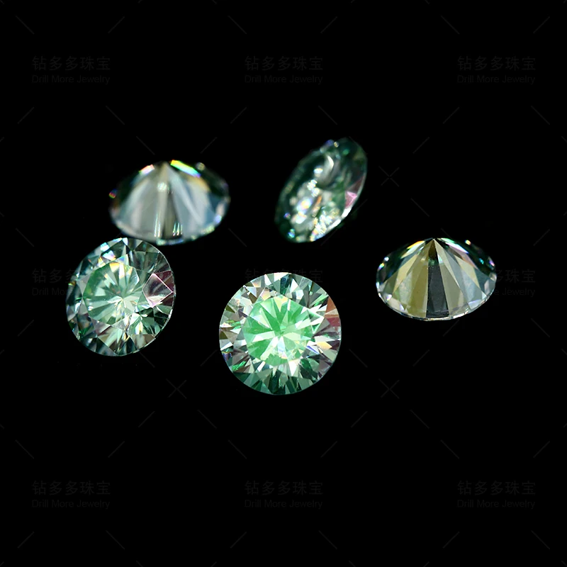 Moissanite pietra sciolta verde 6.5mm un carato rotondo classico diamante rotondo forza di taglio fornitura diretta in fabbrica all'ingrosso