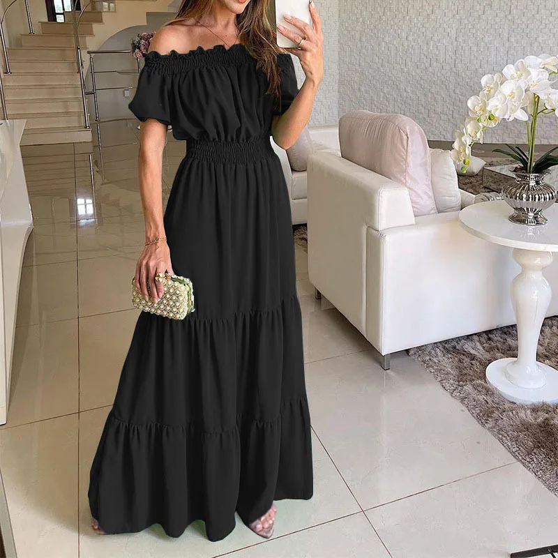 Letnia sukienka w stylu boho, czerwona, modna, z krótkim rękawem, długa sukienka plażowa, codzienna, luźna, elegancka, na wakacje, na imprezę, dla kobiet, sukienka damska.