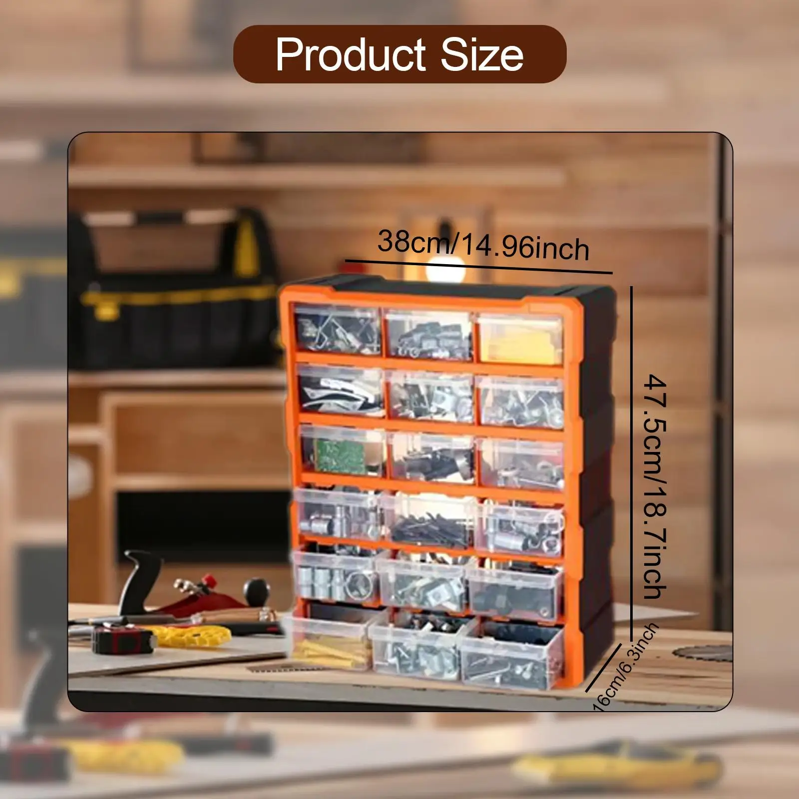 Drawer Storage Cabinet Organizer Versatile with Compartment Hardware Storage Box for Hardware Makeup Small Items Nuts Bolts