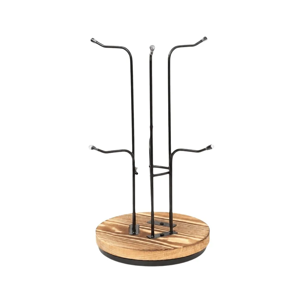 

Wooden 360° Rotating Coffee Cup Holder Removable Large Capacity Mug Drying Rack Space Saving with Hooks Cup Tree Rack