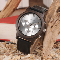 BOBIBIRD Men Watches Leather Strap Wooden Wrist Watches For Man Wood Dial Casual Fashion 30M Waterproof  Male Watches Wooden Box