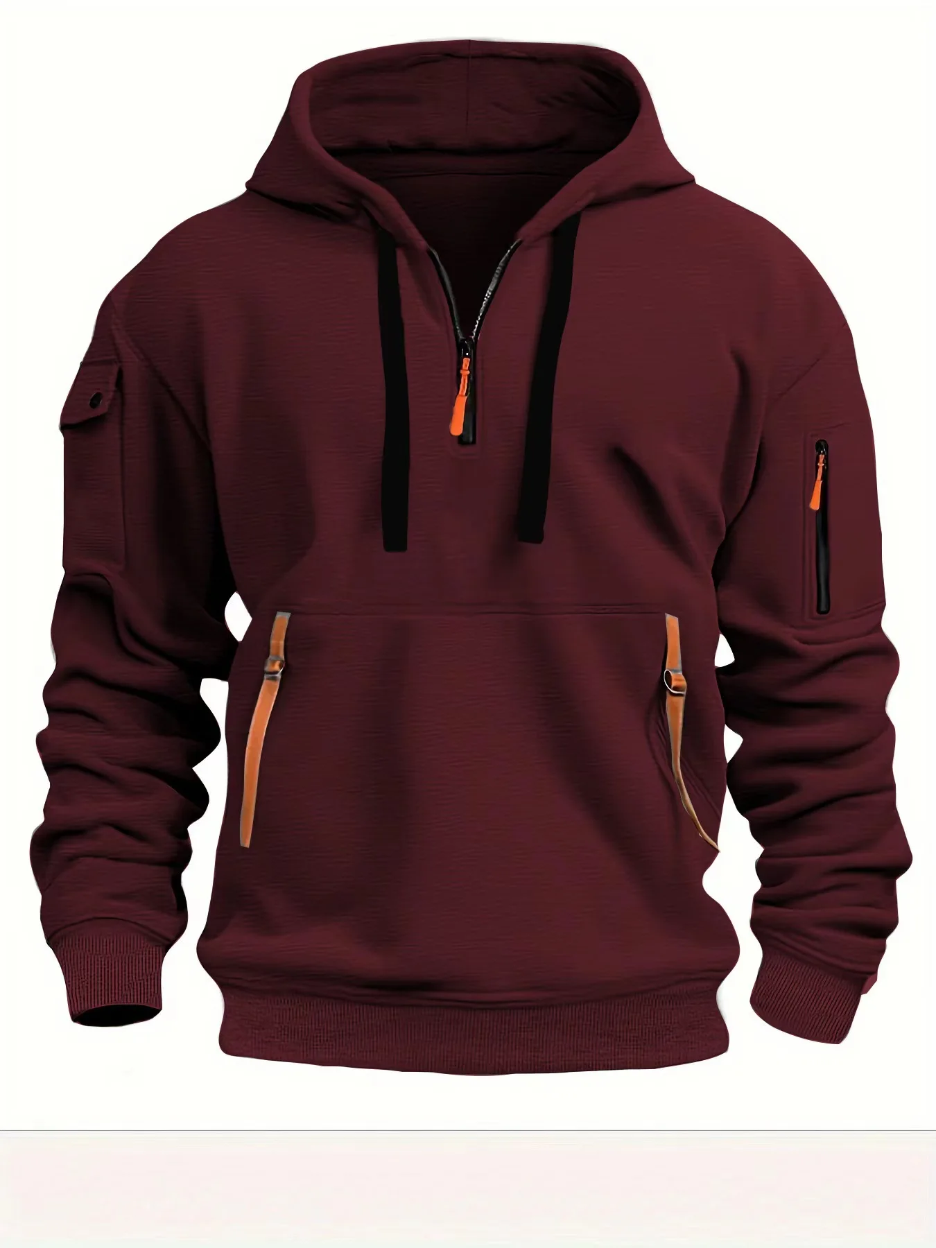 2024 Spring and Autumn New Men's Zipper Multi Pocket Hoodie Fashion Sports Street Trend Long Sleeve Hoodie Loose Jacket image 6