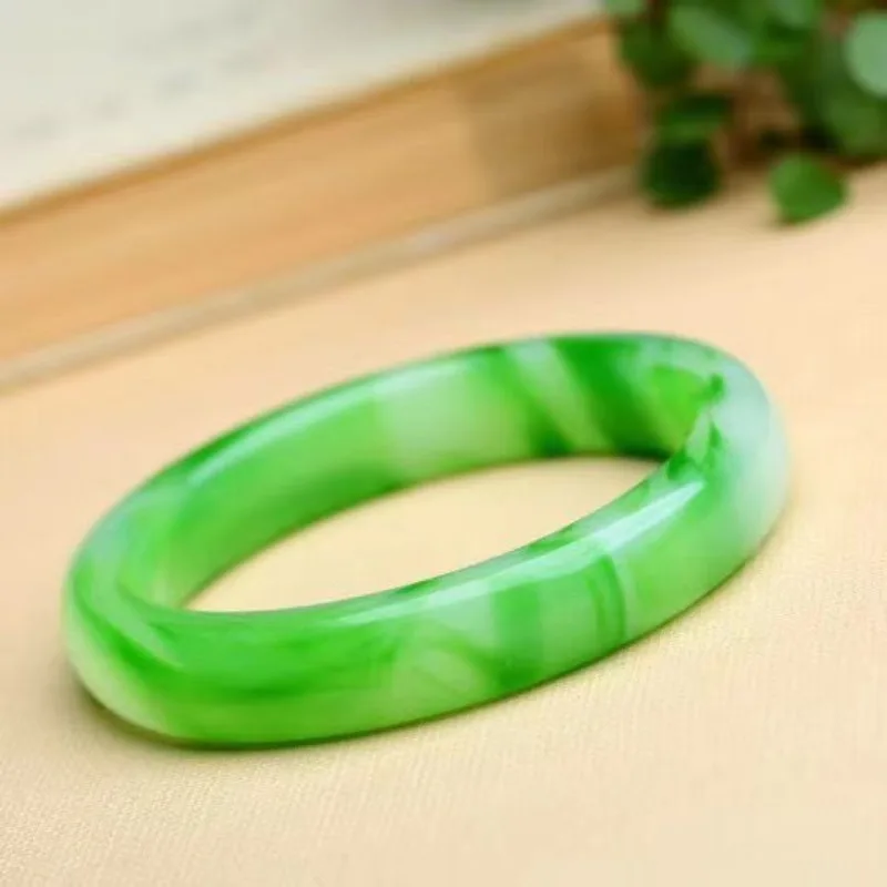 

Браслет из натурального зеленого агата с узором «Ледяной цветок», классический ретро-стиль