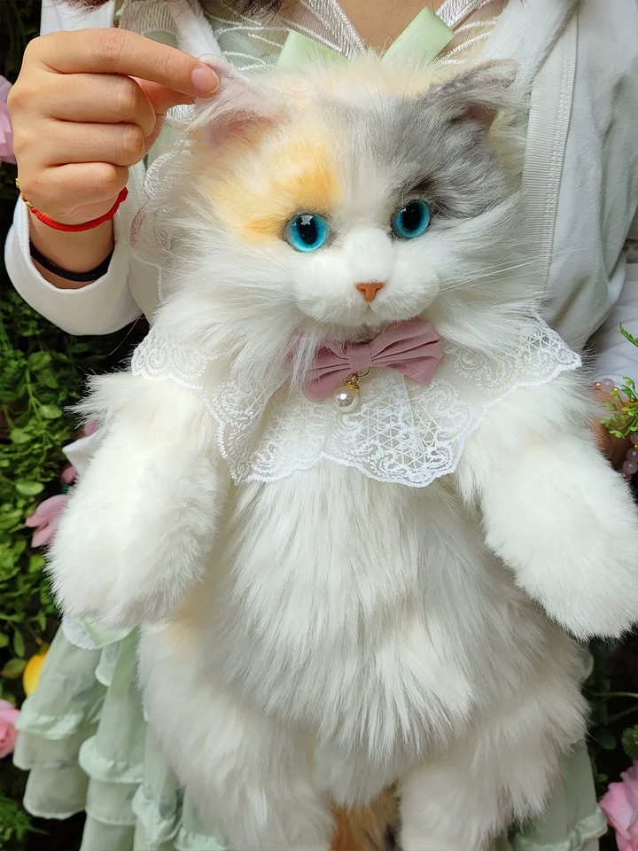 Simulation three-cat cat backpack kitten bag backpack doll plush toys for friends girl children's birthday gift