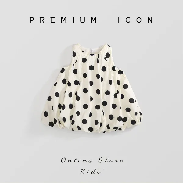 Girls Polka Dot Vest Skirt 2026 Summer New Baby Girl Sleeveless Bud Skirt Foreign Style Black Polka Dot Dress