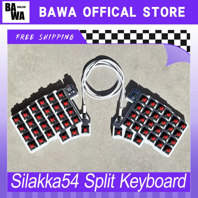 Silakka54 Split Keyboard Wired Hot Swap Support QMK/VIAL Keyboard Ergonomics RP2040zero Customized PC Gamer Accessories