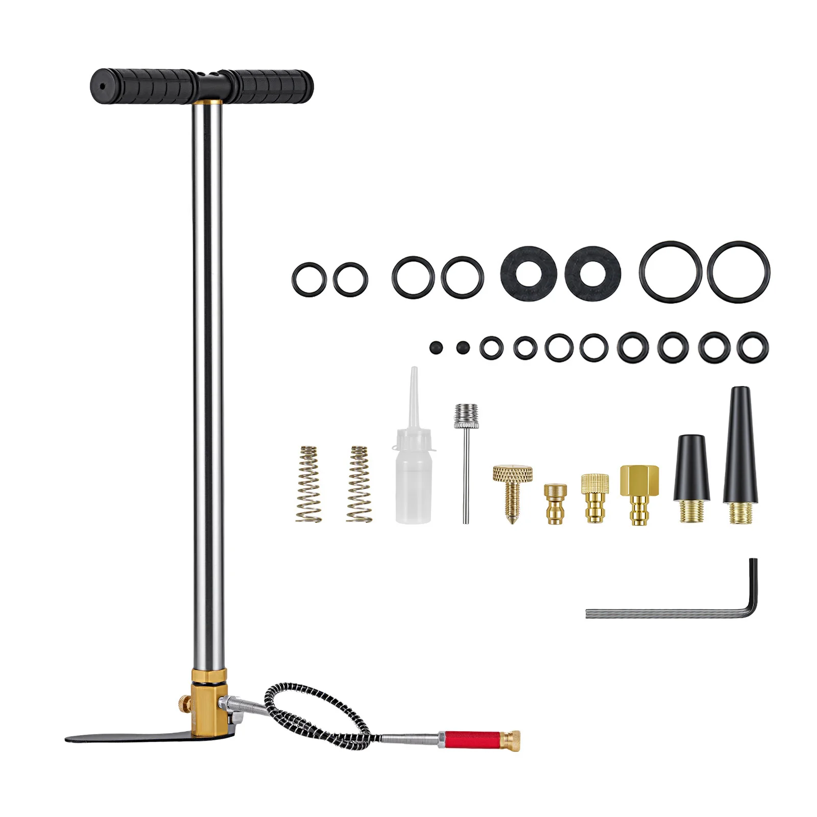 SucceBuy High Pressure PCP Hand Pump w/ Oil-Moisture Filter Pressure Gauge Stainless Steel for Air Rifles Paintball Tire Filling