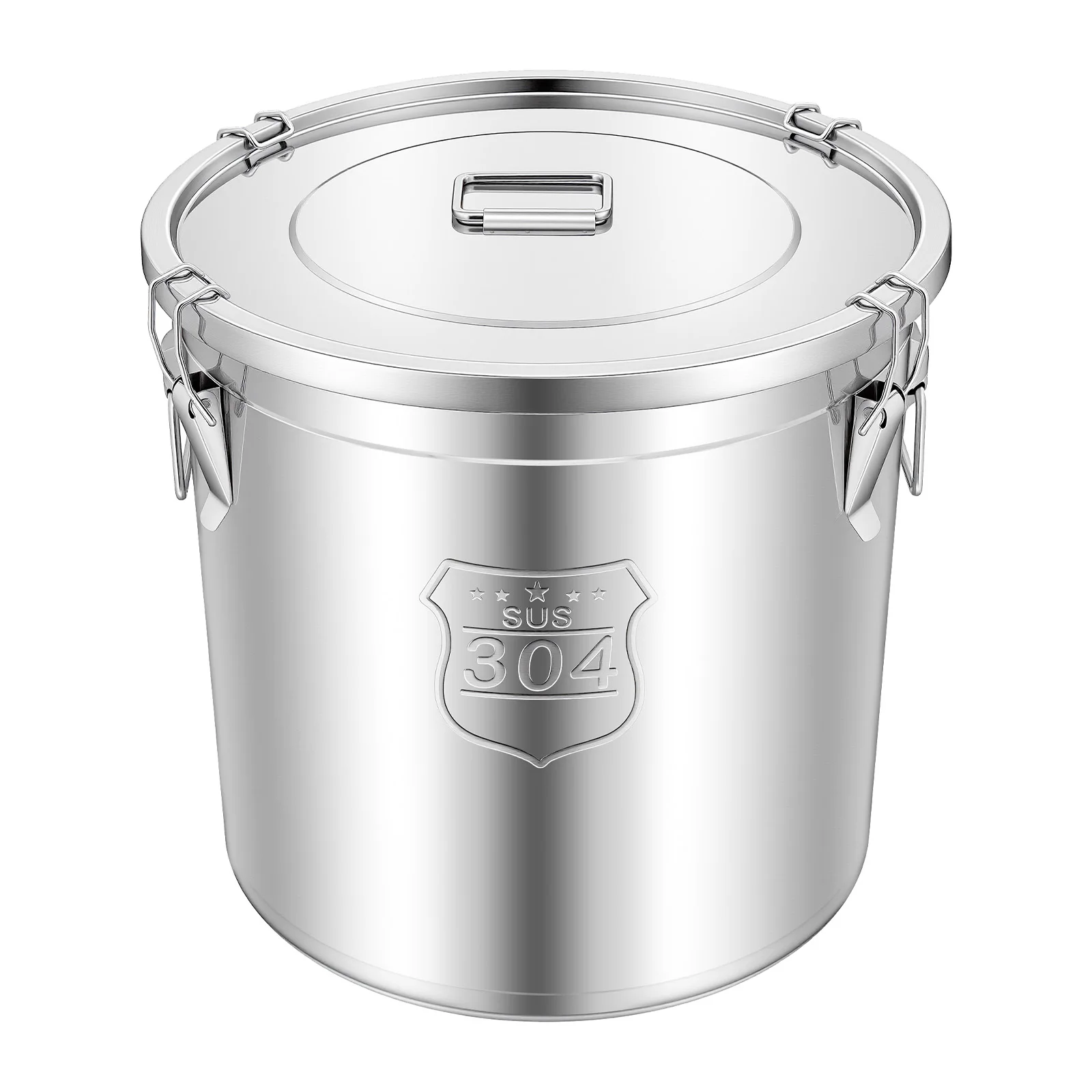 48L 12.7Gal 304 Stainless Steel Extra Large Airtight Rice Storage Bucket Lock Buckle Sealed Food Canister for Rice Flour Grain Kitchen Pantry Storage