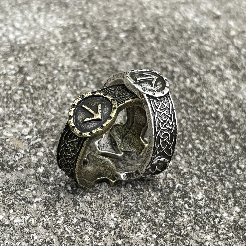 Nostalgia Viking Runes TIWAZ Sowilo Finger Open Ring Gothic Adjustable Rings For Women Men Accessories