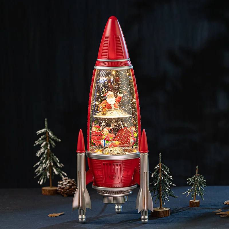 2026 New Hot Sale Creative Santa Rocket Spaceship Ornaments Festive Atmosphere Christmas Ornaments Gifts