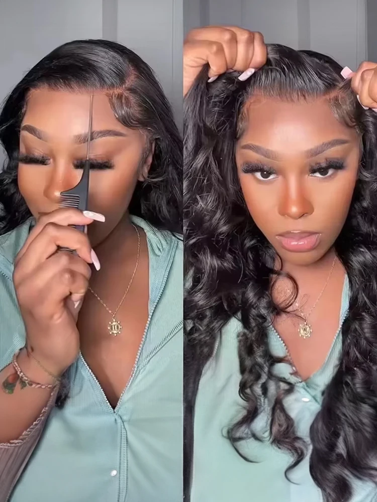 装着簡単、接着剤不要の人毛ウィッグ、生え際が処理済み、カット済みHDレース、接着剤不要、ボディウェーブ、レースフロントウィッグ、女性用、100%人毛