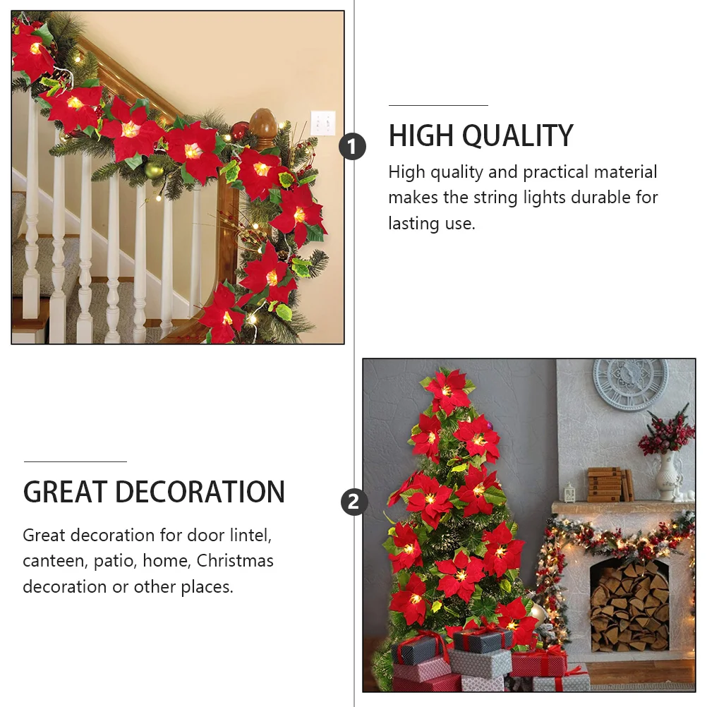 1PC Xmas Red Flower Fruit String Lights Door Lintel Lamp Ornament (Red 2M) Xmas string lights flower string lights