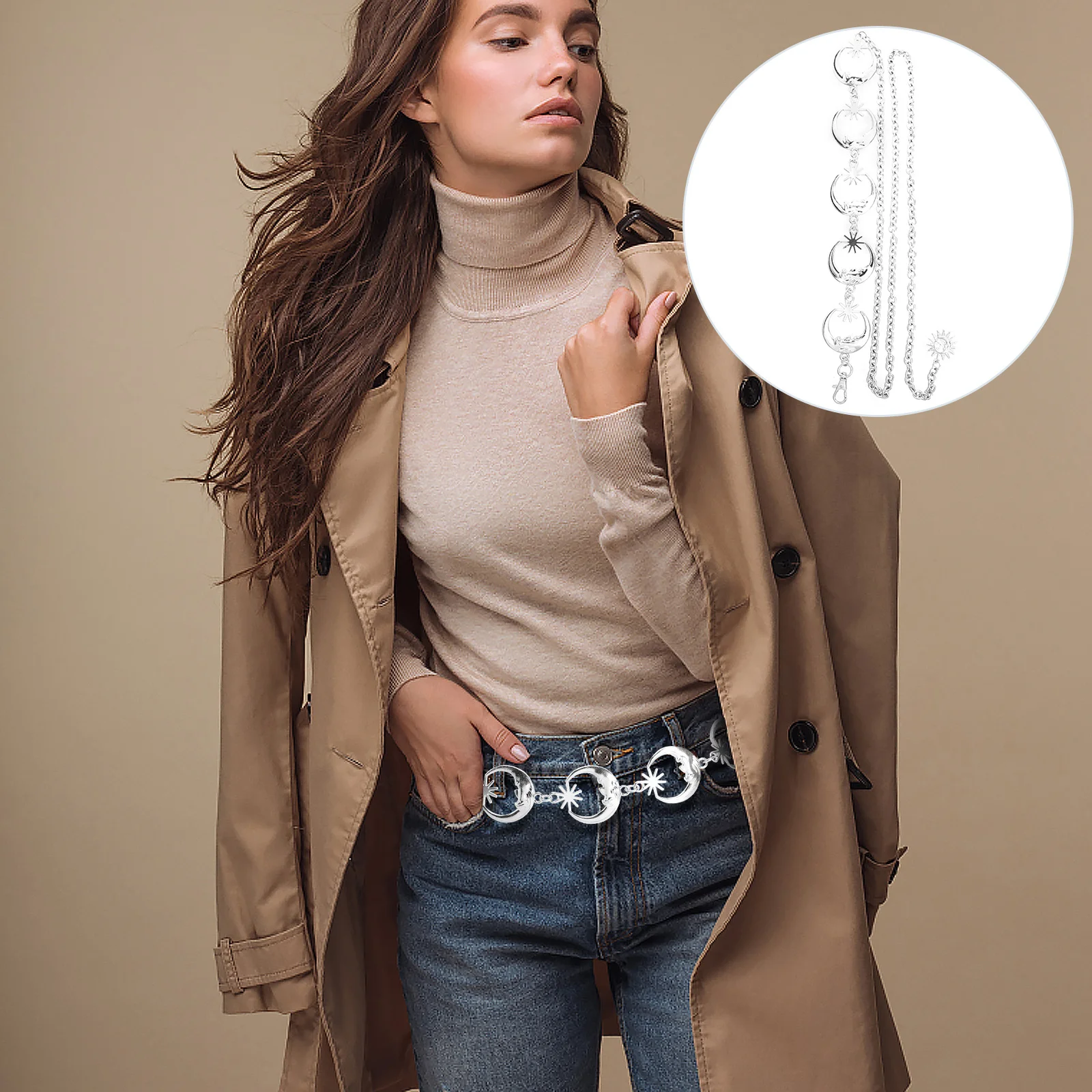 

Metal Waist Chain Moon Charms Elegant Belly Waistband For Club Party Costume Body Chain Waist Strap Decorative Belt