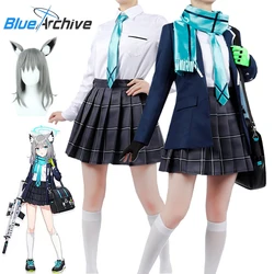 Blue Archive Sunaokami Shiroko Cosplay Costume Wig Ears The Animation Full Set JK Skirt School Uniform Halloween Carnival Outfit