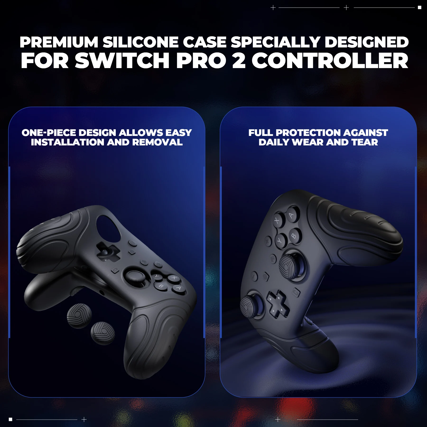 Switch 2 Pro 컨트롤러용 PlayVital 사무라이 실리콘 커버 – 후면 버튼 캡, 엄지 그립 및 스티커가 포함된 보호 스킨