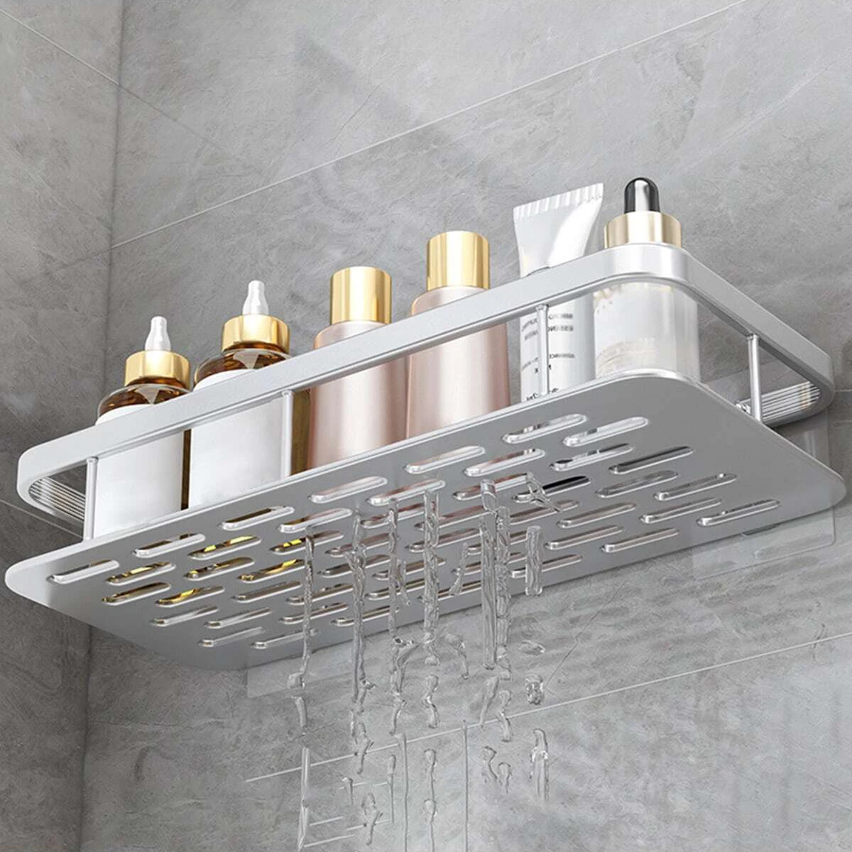 1pc Non perforated space aluminum bathroom storage rack toilet bathroom bathroom storage rack wall mounted bathroom corner