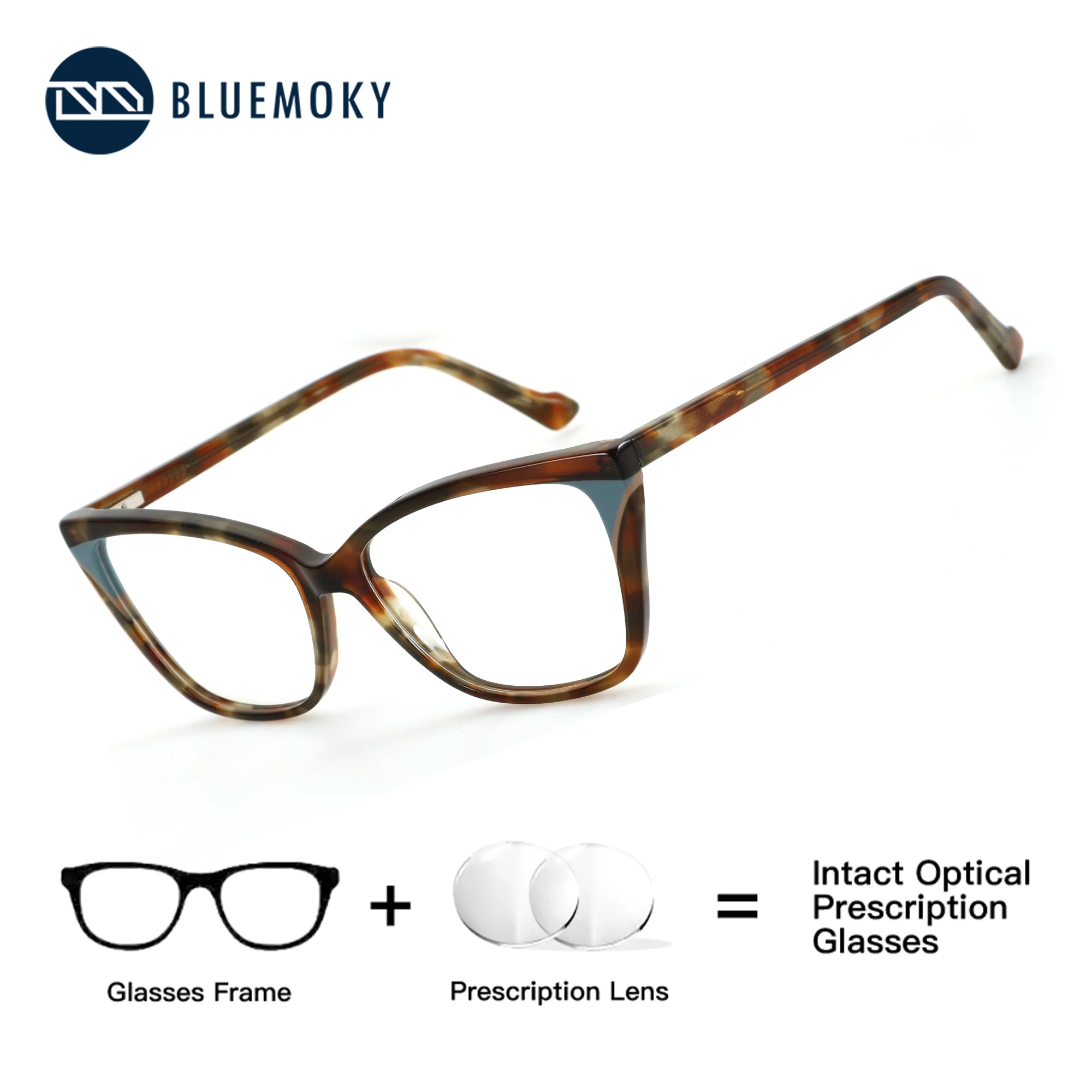 

BLUEMOKY Women's Acetate Butterfly Vision Correction Prescription Glasses, Gradient Lens Anti Blue Light Photochromic Myopia