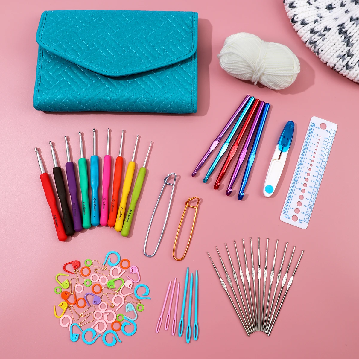 

KOKNIT Crochet Hook Set with Storage Bag Knitting Needle Crochet Sewing Accessories Kit DIY Sweater Yarn Knitting Weave Tool