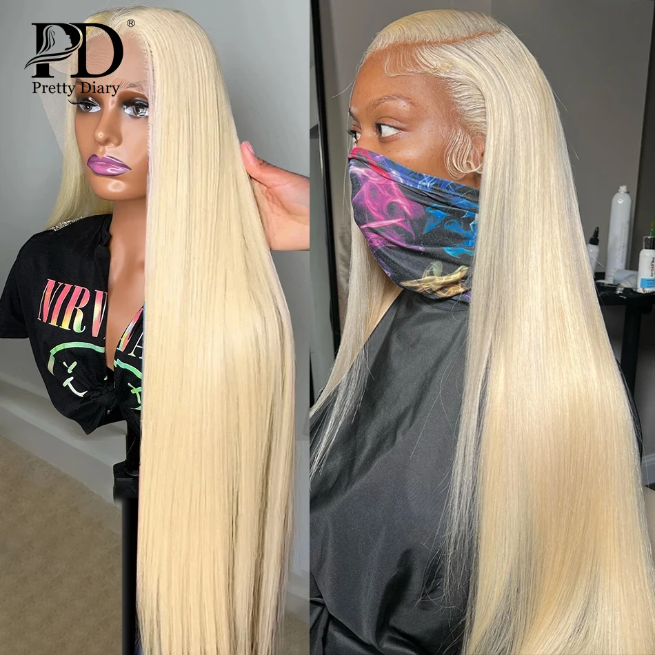 250% Blonde Straight 13x4 Human Hair Wig Preplucked 613 Lace Frontal Wig Transparent Lace Front Wigs For Black Women 30 32 Inch