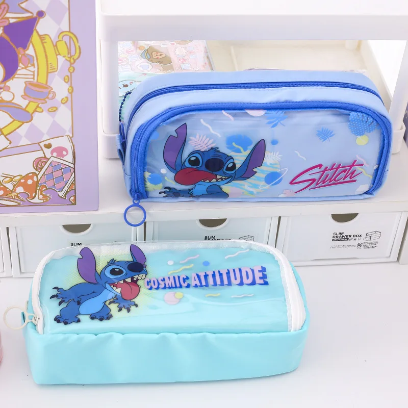 Disney Stitch Series Pencil Bag Cartoon Pencil Case Large Capacity Pencil Case for Storing Stationery School Supplies