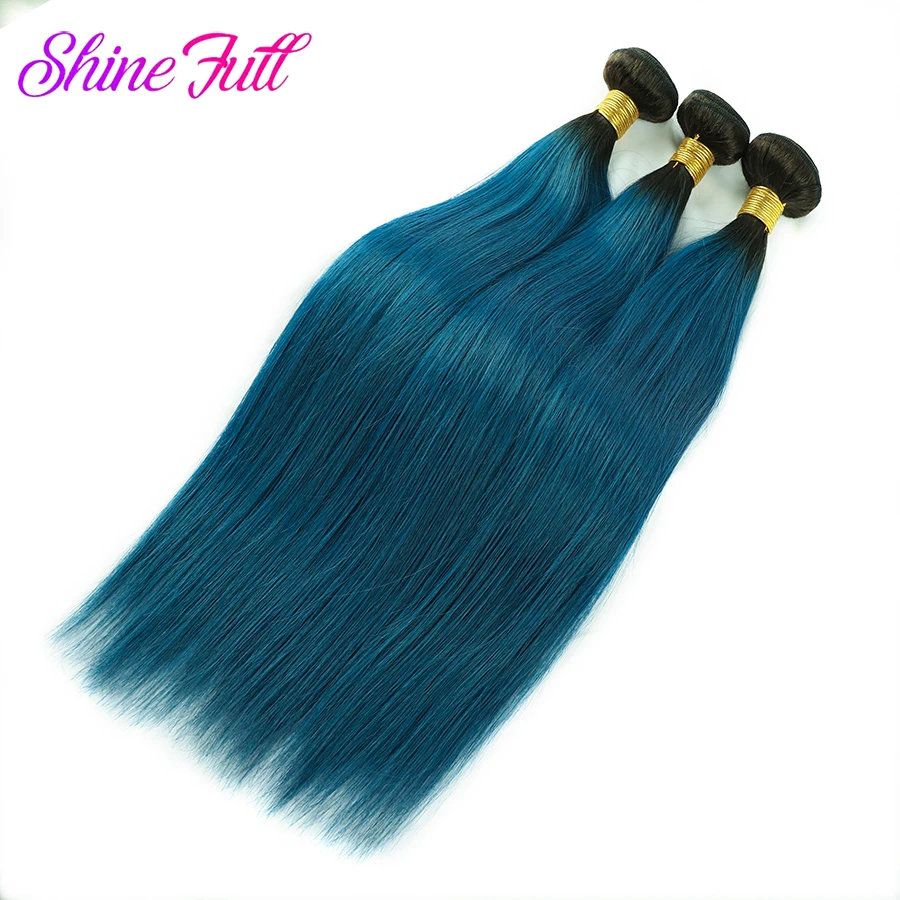 1/tessuto blu dei capelli umani 1/3/4 fasci di estensione dei capelli umani lisci 1/fasci di capelli lisci Remy brasiliani blu