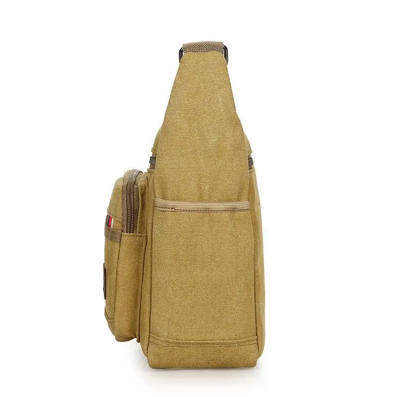 Canvas Bag Men Bag Shoulder Bag Crossbody Bag Can Hold Water Cups Multi-layer Zipper Leisure Backpack Kit Men Backpack