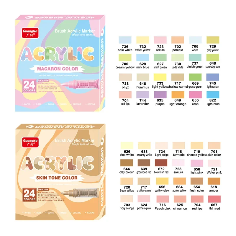 

12-72 цвета, акриловые маркеры, мягкая кисть, набор ручек для рисования граффити, праздничный подарок, художественные маркеры «сделай сам», для любой поверхности