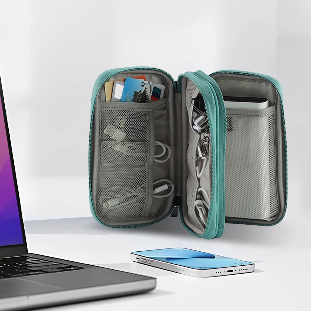 Sac de voyage en poudre étanche, module double couche, étui de voyage, câble de chargeur, téléphone, carte SD