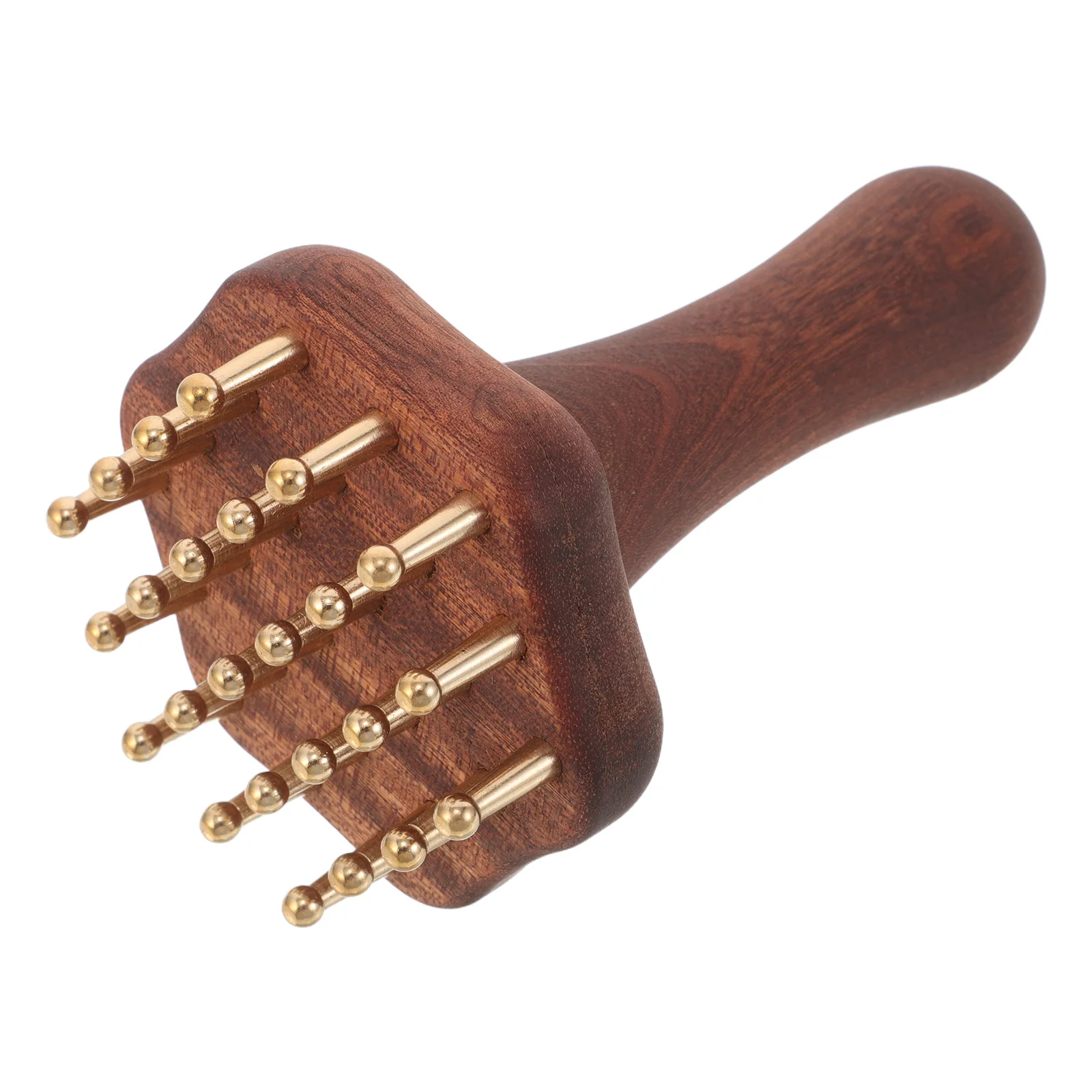 

Manual Meridian Massage Brush Brass Wood for Scalp Back Abdomen Legs Scraping Massager Portable Therapy Tool Massage Brush