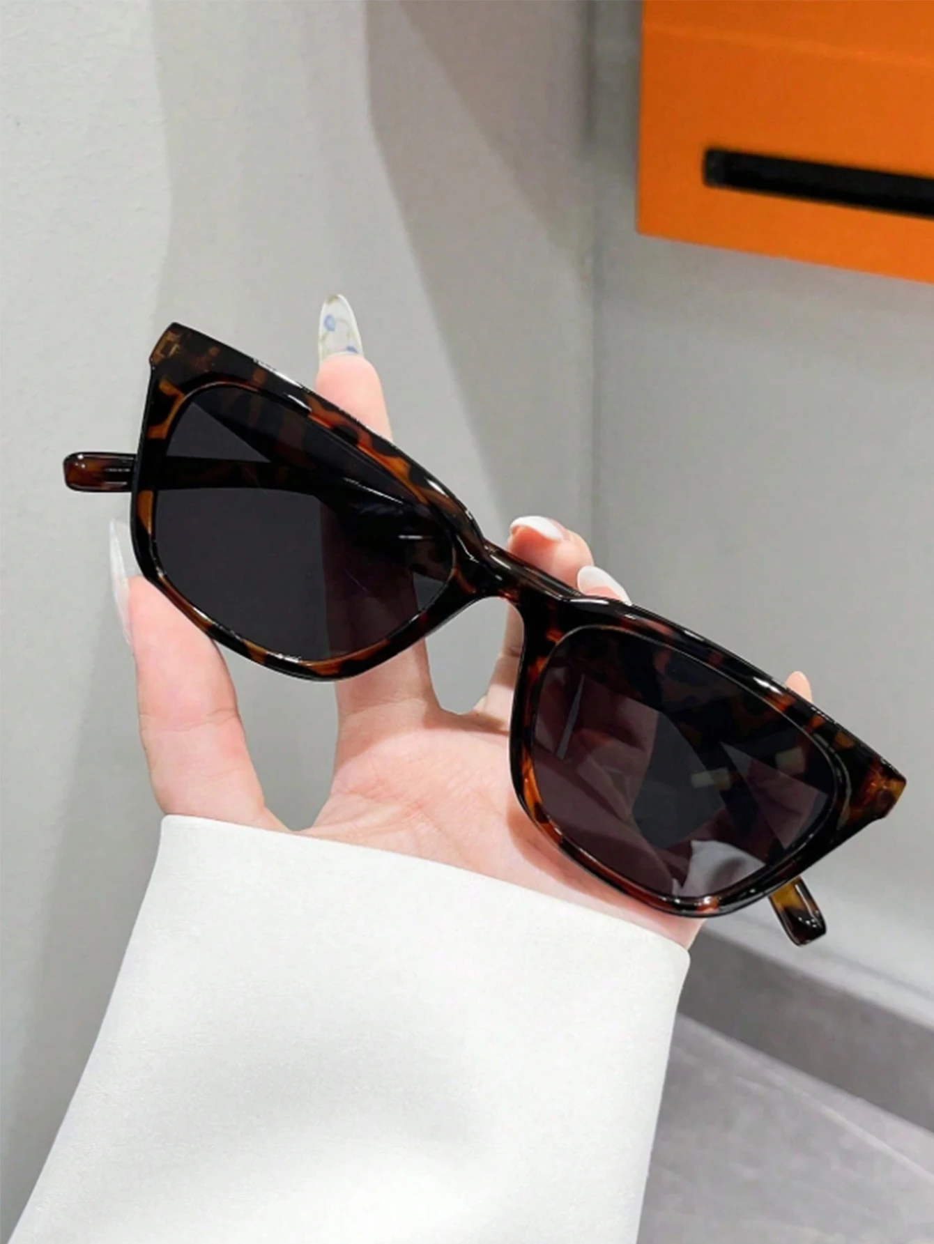 1 Stück europäische und amerikanische Mode trendige Cat-Eye-Rahmen-Sonnenbrille, geeignet für tägliche Fotografie-Accessoires, Urlaub – Detail 5