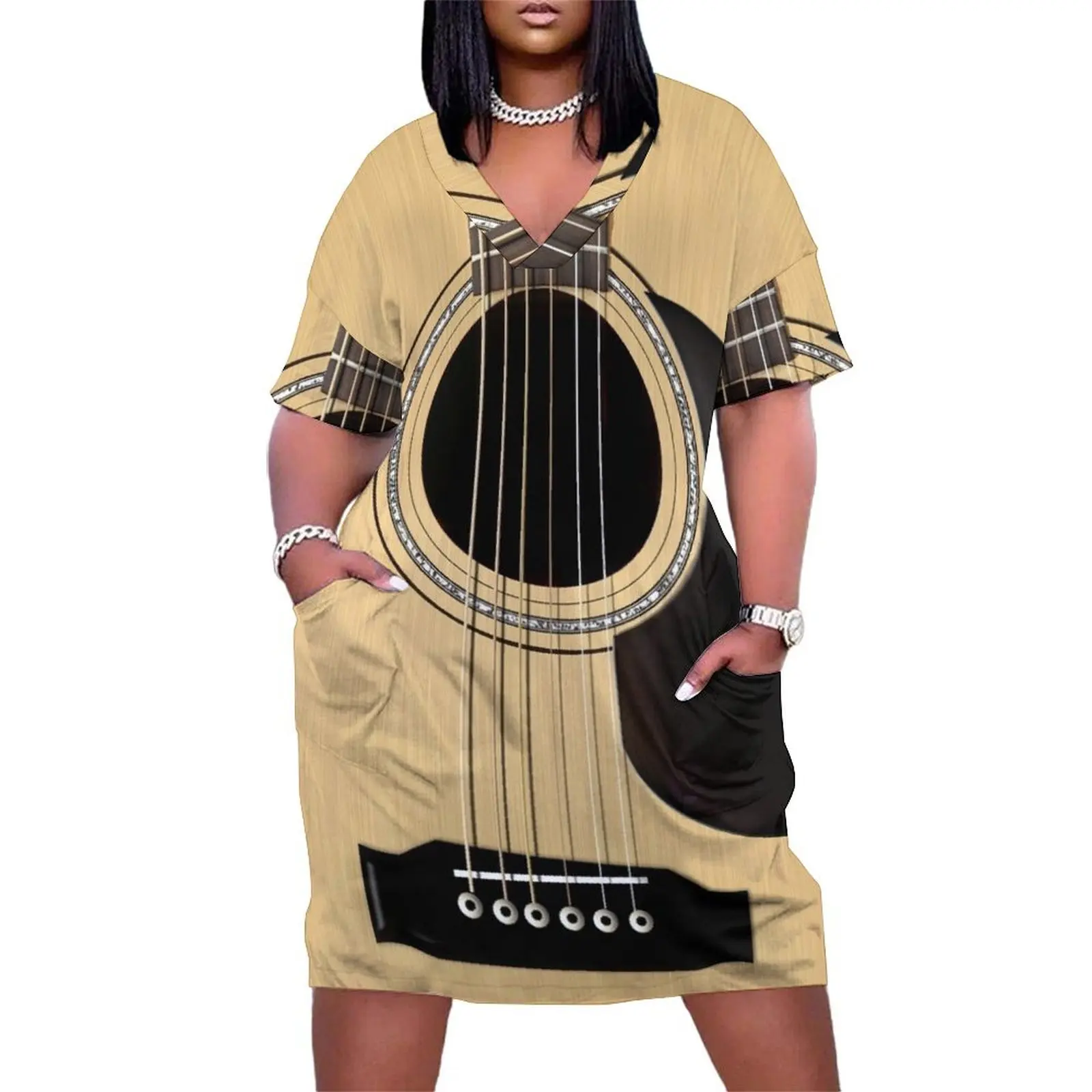 

Acoustic Guitar Loose Pocket Dress clothes sexy short dresses daring women"s fashion dresses