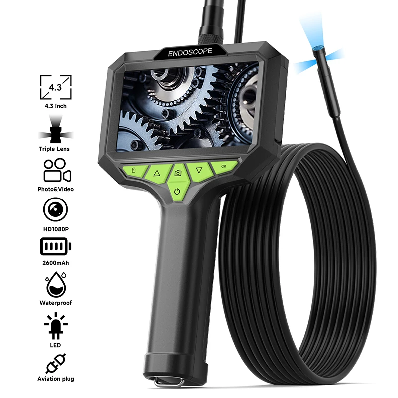 

Handheld Endoscope Camera 4.3 Inch Screen Replaceable 15M HD1080P Single Dual Triple Lens 5MP Autofocus Car Inspection Borescope