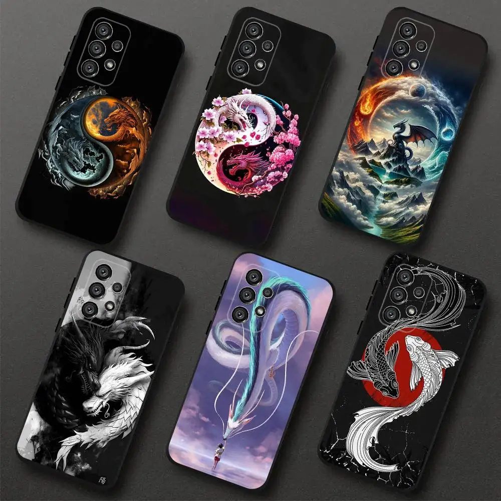 

Japanese Art Dragon Yin Yang Phone Case For Samsung S 25,24,23,22,30,21,10,9,Ultra,Plus,Lite,FE,4,5G Black Soft Case